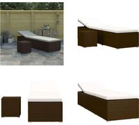 vidaXL Chaise longue avec support et table de thé Poly rotin brun - Chaise longue - Bain de soleil - Chaise longue de jardin