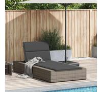 vidaXL Chaise longue transat avec coussin flottant – Résine tressée gris, poly rotin