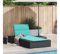 vidaXL Chaise longue avec support flottant noir Poly rotin