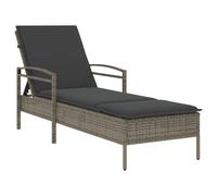 vidaXL Chaise longue avec support Gris 63x200x81 cm Poly rotin