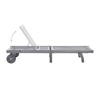 vidaXL Chaise longue avec support Gris acacia bois massif