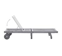 vidaXL Chaise longue avec support Gris acacia bois massif