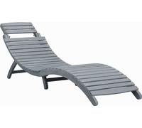 vidaXL Chaise longue pliable avec support – bois massif acacia gris