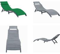 vidaXL Chaise longue avec support Gris Bois massif Acacia - Chaise longue - Bains de soleil - Chaises longues