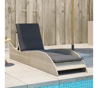 vidaXL Chaise longue avec support gris clair 60x205x73 cm Poly rotin