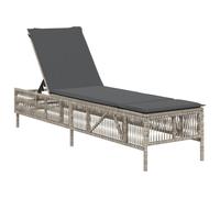 vidaXL Chaise longue avec support gris clair Poly rotin