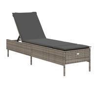 vidaXL Chaise longue avec support Gris Poly rotin