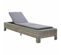 vidaXL Chaise longue avec support Gris Poly rotin