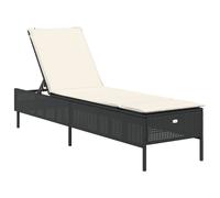 vidaXL Chaise longue avec support Noir Poly-Rattan