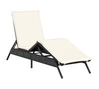 vidaXL Chaise longue avec support Noir Poly-Rattan