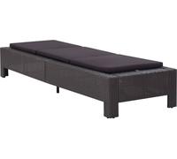 vidaXL Chaise longue avec support Noir Poly Rattan