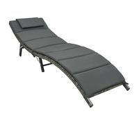 vidaXL Chaise longue avec support Pliable Poly rotin Gris