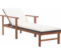 vidaXL Chaise longue avec support Poly-Rattan Acacia Bois Massif Noir