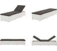 vidaXL Chaise longue avec support Poly rotin Blanc - Chaise longue - Bain de soleil - Chaise longue en rotin