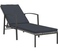 vidaXL Chaise longue de jardin support poly rotin résine tressée avec coussin gris