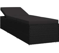 vidaXL Chaise longue avec support Poly rotin noir