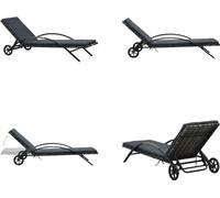 vidaXL Chaise longue avec support & roues Poly rotin Anthracite - Chaise longue - Chaise longue - Chaises longues