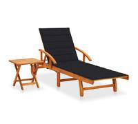 vidaXL Chaise longue avec table - Bois d'acacia