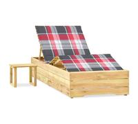 vidaXL Chaise longue avec table - Pin
