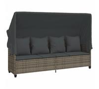 vidaXL Chaise longue avec toit et coussins Gris Poly rotin