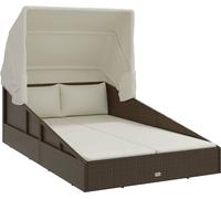 vidaXL Chaise longue avec toit pliant brun 200x114x128 cm Poly rotin