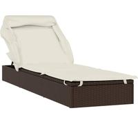 vidaXL Chaise longue avec toit pliant brun 213x63x97 cm Poly rotin