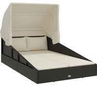 vidaXL Chaise longue avec toit pliant 200x114x128 cm Poly rotin noir