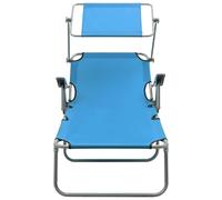vidaXL Chaise longue avec toit solaire acier bleu
