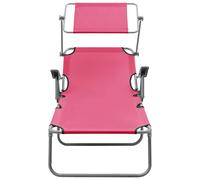 vidaXL Chaise longue avec toit solaire Acier rose