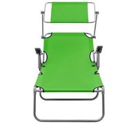 vidaXL Chaise longue avec toit solaire acier vert