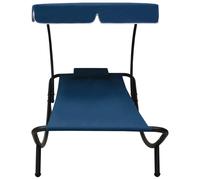 vidaXL Chaise longue avec toit solaire & coussin Bleu