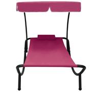 vidaXL Chaise longue avec toit solaire & coussin Rose