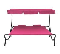 vidaXL Chaise longue avec toit solaire et coussin Rose