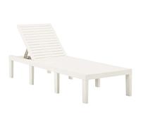 vidaXL Chaise Longue Bain de Soleil de Jardin Chaise Longue de Patio Transat de Terrasse Transat d'Extérieur Arrière-Cour Plastique Blanc