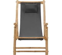 vidaXL Chaise longue bambou et toile gris foncé