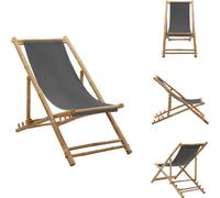 vidaXL Chaise longue bambou et toile gris foncé - Chaises de jardin