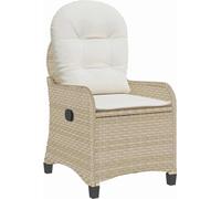 Chaise longue vidaXL avec coussin, beige, 56 x 66 x 95 cm, en polyrotin