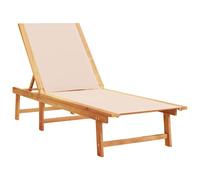 vidaXL Chaise longue Crème – Bois massif d'acacia et textilène