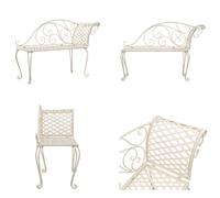 vidaXL Chaise longue de jardin 128 cm métal antique blanc - Salon de jardin - Salon de jardin - Banc d'extérieur - Bancs d'extérieur