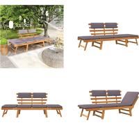 vidaXL Chaise longue de jardin 2 en 1 avec support 190 cm bois massif acacia - Bain de soleil extérieur - Bains de soleil extérieurs - Bains de soleil