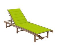 vidaXL Chaise longue de jardin avec coussin Bambou