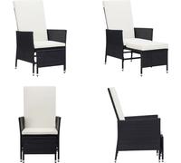 vidaXL Chaise longue de jardin avec coussins Poly Rotin Noir - Fauteuil - Chaise de jardin - Salon de jardin
