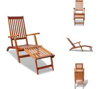 vidaXL Chaise longue de jardin avec pied en bois massif d'acacia - Bains de soleil