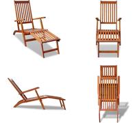 vidaXL Chaise longue de jardin avec pied en bois massif d'acacia - Chaise longue - Bain de soleil - Chaise longue de jardin