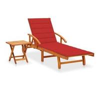 vidaXL Bain de soleil avec table et support en bois massif d'acacia