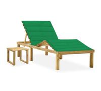 vidaXL Chaise longue de jardin avec table - Pin imprégné