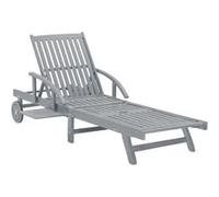 vidaXL Chaise longue Gris Bois massif Acacia