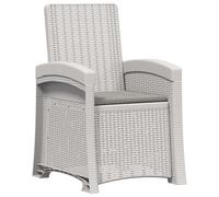 vidaXL Chaise longue de jardin imitation rotin, blanc et gris clair, PP