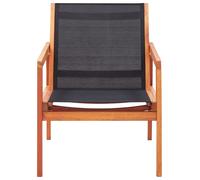 Chaise de jardin - Bois d'eucalyptus solide et textilène - Noir