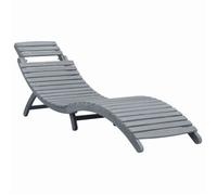 vidaXL Chaise longue Gris Bois massif Acacia